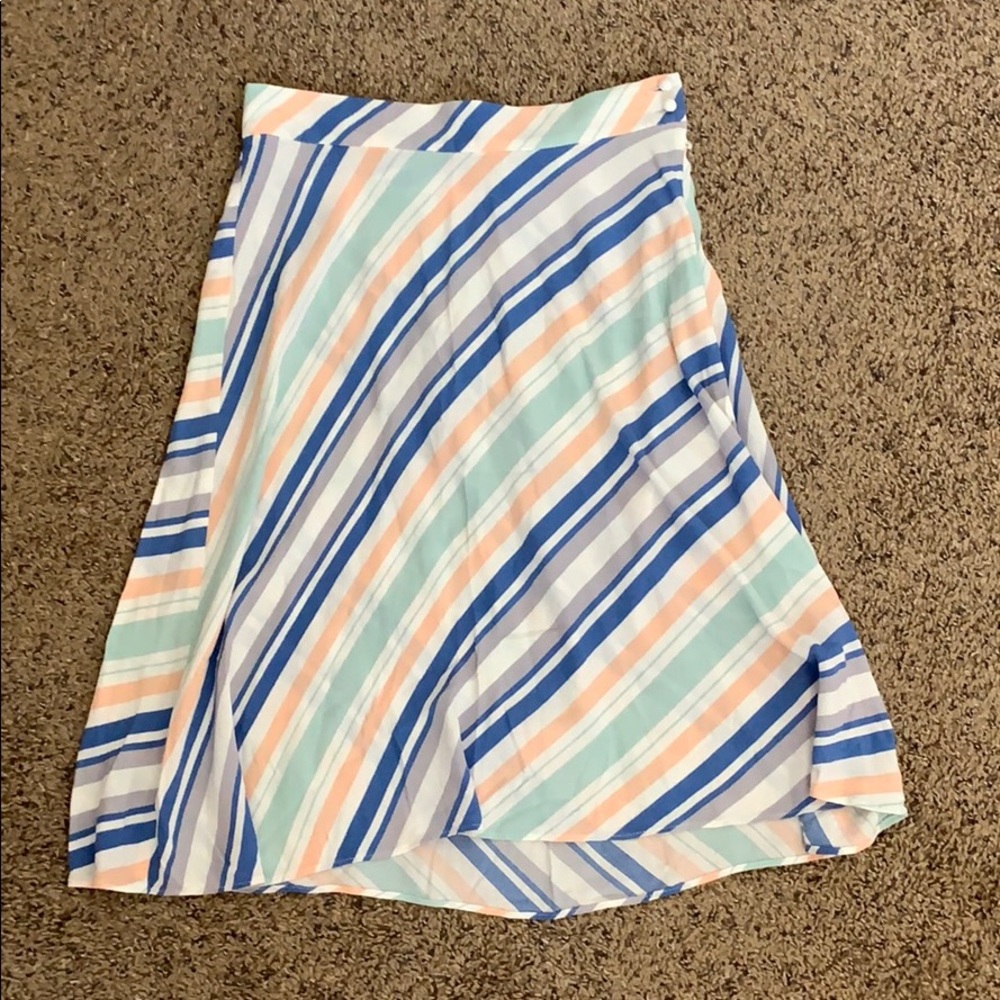 Loft Colorful Striped Midi Skirt